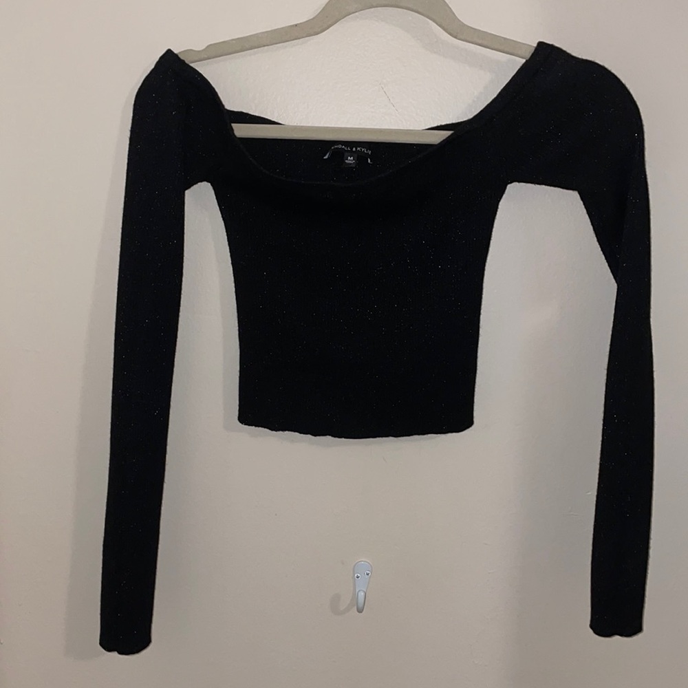 BLACK SPARKLY OFF THE SHOULDER TOP